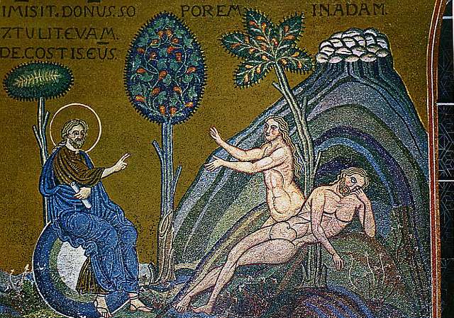 God schept Eva. Monreale, Palermo. © creative commons